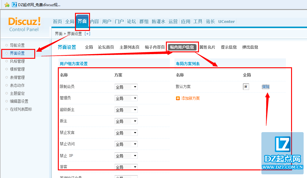 discuz帖内用户信息设置